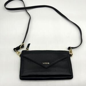 LODIS Women Crossbody Purse Black Leather Small Handbags